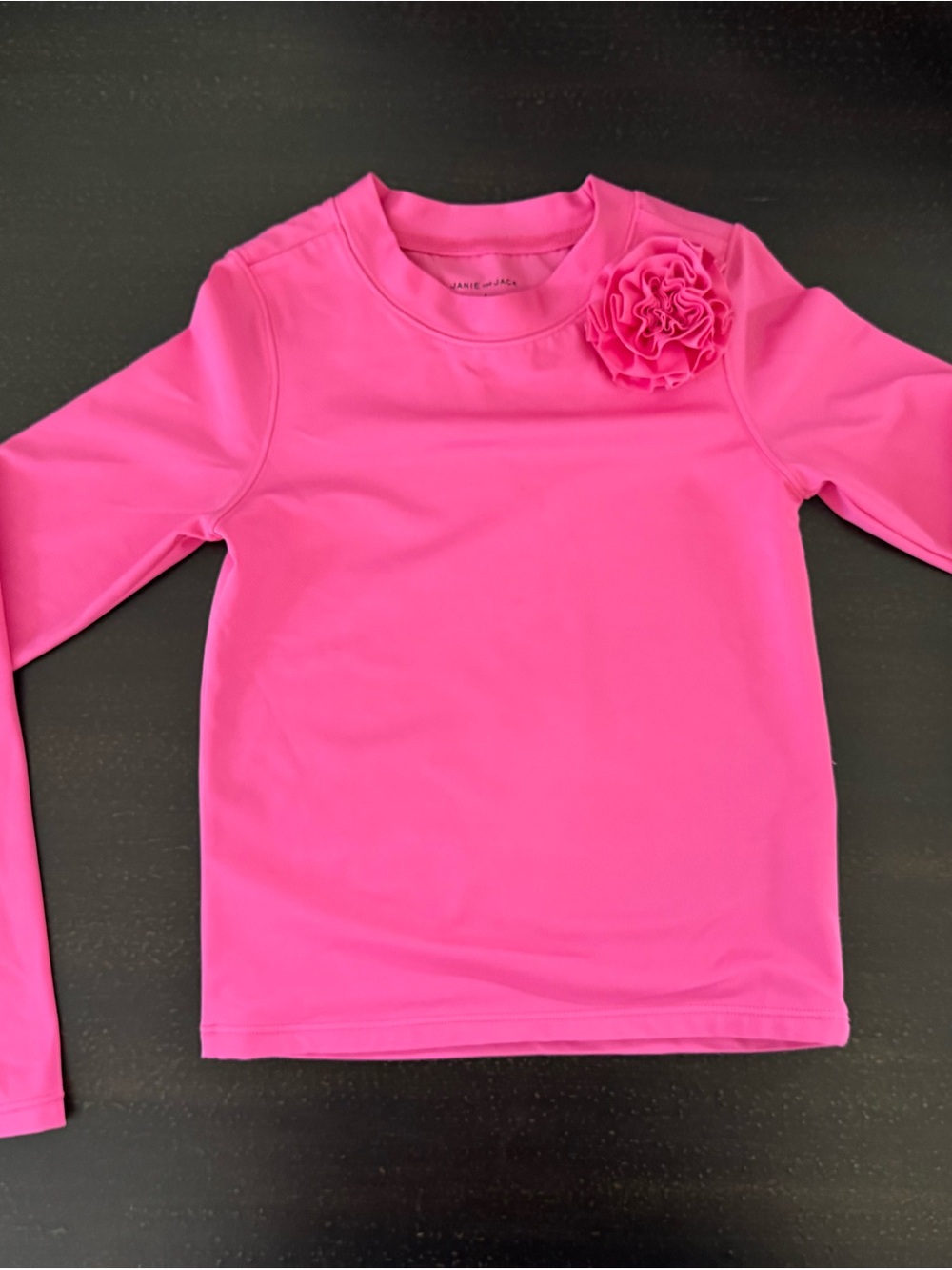 Janie and Jack Girls Hot Pink Floral Appliqué Long Sleeve Top Size 8
